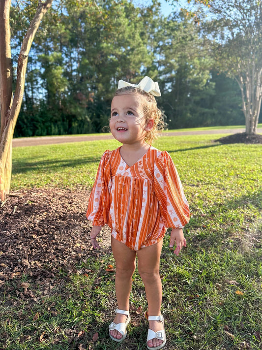 Coquette Pumpkin Spice+Stripes 2T+